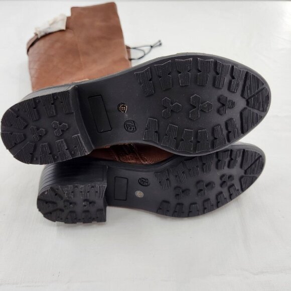 St. John's Bay Womens Duluth Block Heel Riding Boots Cognac 7.5 Medium - Picture 3 of 5